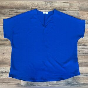Entro Royal Blue V-Neck Short Sleeve Top